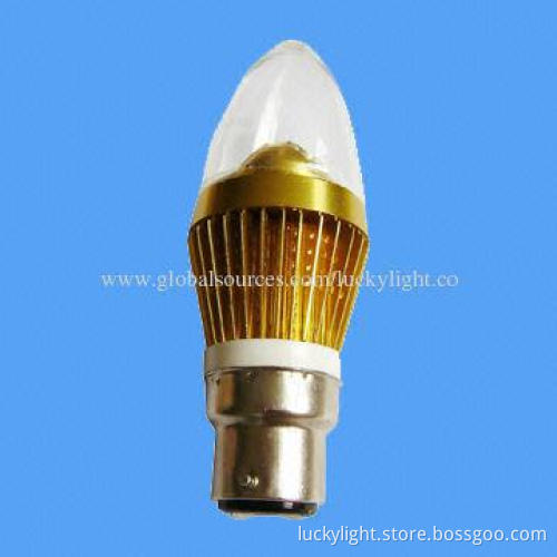 LED Candle Bulb with 6W Power Consumption, B22/E14 Base, Aluminum Alloy Lamp Housing
